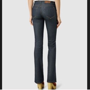 All Saints Raw Indigo Flare Fit Dark Denim Jeans